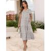 image:imageANRABESS Womens Summer Casual Short Sleeve V Neck Midi Dresses 2026 Spring Flowy Aline Tiered T Shirts Boho Beach DressGray With White Spots Polka Dot