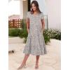 image:imageANRABESS Womens Summer Casual Short Sleeve V Neck Midi Dresses 2026 Spring Flowy Aline Tiered T Shirts Boho Beach DressGray With White Spots Polka Dot