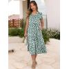 image:imageANRABESS Womens Summer Casual Short Sleeve V Neck Midi Dresses 2026 Spring Flowy Aline Tiered T Shirts Boho Beach DressGreen Beige Floral