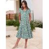 image:imageANRABESS Womens Summer Casual Short Sleeve V Neck Midi Dresses 2026 Spring Flowy Aline Tiered T Shirts Boho Beach DressGreen Beige Floral