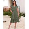 image:imageANRABESS Womens Summer Casual Short Sleeve V Neck Midi Dresses 2026 Spring Flowy Aline Tiered T Shirts Boho Beach DressOlive Green