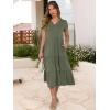 image:imageANRABESS Womens Summer Casual Short Sleeve V Neck Midi Dresses 2026 Spring Flowy Aline Tiered T Shirts Boho Beach DressOlive Green