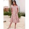 image:imageANRABESS Womens Summer Casual Short Sleeve V Neck Midi Dresses 2026 Spring Flowy Aline Tiered T Shirts Boho Beach DressPeach Floral