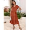 image:imageANRABESS Womens Summer Casual Short Sleeve V Neck Midi Dresses 2026 Spring Flowy Aline Tiered T Shirts Boho Beach DressRust Red