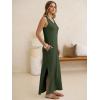 image:imageANRABESS Womens Summer Casual V Neck Sleeveless Tank Maxi Dress Split WrinkleFree Beach Vacation Sundress Cruise OutfitsArmy Green