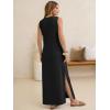 image:imageANRABESS Womens Summer Casual V Neck Sleeveless Tank Maxi Dress Split WrinkleFree Beach Vacation Sundress Cruise OutfitsBlack