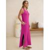 image:imageANRABESS Womens Summer Casual V Neck Sleeveless Tank Maxi Dress Split WrinkleFree Beach Vacation Sundress Cruise OutfitsHot Pink