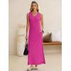 image:imageANRABESS Womens Summer Casual V Neck Sleeveless Tank Maxi Dress Split WrinkleFree Beach Vacation Sundress Cruise OutfitsHot Pink