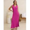 image:imageANRABESS Womens Summer Casual V Neck Sleeveless Tank Maxi Dress Split WrinkleFree Beach Vacation Sundress Cruise OutfitsHot Pink