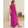 image:imageANRABESS Womens Summer Casual V Neck Sleeveless Tank Maxi Dress Split WrinkleFree Beach Vacation Sundress Cruise OutfitsHot Pink