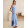 image:imageANRABESS Womens Summer Casual V Neck Sleeveless Tank Maxi Dress Split WrinkleFree Beach Vacation Sundress Cruise OutfitsLight Blue