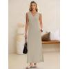 image:imageANRABESS Womens Summer Casual V Neck Sleeveless Tank Maxi Dress Split WrinkleFree Beach Vacation Sundress Cruise OutfitsLight Khaki