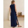 image:imageANRABESS Womens Summer Casual V Neck Sleeveless Tank Maxi Dress Split WrinkleFree Beach Vacation Sundress Cruise OutfitsNavy Blue
