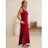 image:imageANRABESS Womens Summer Casual V Neck Sleeveless Tank Maxi Dress Split WrinkleFree Beach Vacation Sundress Cruise OutfitsRed