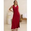 image:imageANRABESS Womens Summer Casual V Neck Sleeveless Tank Maxi Dress Split WrinkleFree Beach Vacation Sundress Cruise OutfitsRed