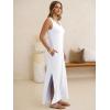 image:imageANRABESS Womens Summer Casual V Neck Sleeveless Tank Maxi Dress Split WrinkleFree Beach Vacation Sundress Cruise OutfitsWhite