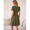image:imageANRABESS Womens Summer Dresses Short Sleeve Wrap V Neck ALine Floral Mini Dress Causal Flowy Boho Beach Vacation SundressArmy Green