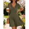 image:imageANRABESS Womens Summer Dresses Short Sleeve Wrap V Neck ALine Floral Mini Dress Causal Flowy Boho Beach Vacation SundressArmy Green