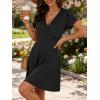 image:imageANRABESS Womens Summer Dresses Short Sleeve Wrap V Neck ALine Floral Mini Dress Causal Flowy Boho Beach Vacation SundressBlack