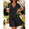 image:imageANRABESS Womens Summer Dresses Short Sleeve Wrap V Neck ALine Floral Mini Dress Causal Flowy Boho Beach Vacation SundressBlack