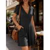 image:imageANRABESS Womens Summer Dresses Short Sleeve Wrap V Neck ALine Floral Mini Dress Causal Flowy Boho Beach Vacation SundressBlack