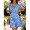 image:imageANRABESS Womens Summer Dresses Short Sleeve Wrap V Neck ALine Floral Mini Dress Causal Flowy Boho Beach Vacation SundressBlue White Floral