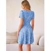 image:imageANRABESS Womens Summer Dresses Short Sleeve Wrap V Neck ALine Floral Mini Dress Causal Flowy Boho Beach Vacation SundressBlue White Floral
