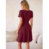 image:imageANRABESS Womens Summer Dresses Short Sleeve Wrap V Neck ALine Floral Mini Dress Causal Flowy Boho Beach Vacation SundressBurgundy