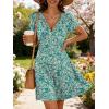 image:imageANRABESS Womens Summer Dresses Short Sleeve Wrap V Neck ALine Floral Mini Dress Causal Flowy Boho Beach Vacation SundressFloral Lake Green