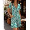 image:imageANRABESS Womens Summer Dresses Short Sleeve Wrap V Neck ALine Floral Mini Dress Causal Flowy Boho Beach Vacation SundressFloral Lake Green