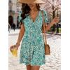 image:imageANRABESS Womens Summer Dresses Short Sleeve Wrap V Neck ALine Floral Mini Dress Causal Flowy Boho Beach Vacation SundressFloral Lake Green