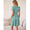 image:imageANRABESS Womens Summer Dresses Short Sleeve Wrap V Neck ALine Floral Mini Dress Causal Flowy Boho Beach Vacation SundressFloral Lake Green