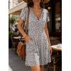 image:imageANRABESS Womens Summer Dresses Short Sleeve Wrap V Neck ALine Floral Mini Dress Causal Flowy Boho Beach Vacation SundressKhaki Polka Dot