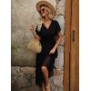 image:imageANRABESS Womens Summer Floral Maxi Dress Casual V Neck Short Sleeve Chiffon Boho Flowy Beach 2026 Wedding Guest Long DressesBlack