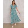 image:imageANRABESS Womens Summer Floral Maxi Dress Casual V Neck Short Sleeve Chiffon Boho Flowy Beach 2026 Wedding Guest Long DressesCadetblue Flor