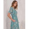image:imageANRABESS Womens Summer Floral Maxi Dress Casual V Neck Short Sleeve Chiffon Boho Flowy Beach 2026 Wedding Guest Long DressesCadetblue Flor