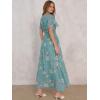 image:imageANRABESS Womens Summer Floral Maxi Dress Casual V Neck Short Sleeve Chiffon Boho Flowy Beach 2026 Wedding Guest Long DressesCadetblue Flor