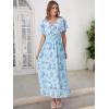 image:imageANRABESS Womens Summer Floral Maxi Dress Casual V Neck Short Sleeve Chiffon Boho Flowy Beach 2026 Wedding Guest Long DressesGreen Leaf Print