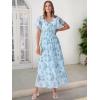 image:imageANRABESS Womens Summer Floral Maxi Dress Casual V Neck Short Sleeve Chiffon Boho Flowy Beach 2026 Wedding Guest Long DressesGreen Leaf Print