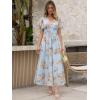 image:imageANRABESS Womens Summer Floral Maxi Dress Casual V Neck Short Sleeve Chiffon Boho Flowy Beach 2026 Wedding Guest Long DressesOrange Floral Print
