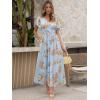 image:imageANRABESS Womens Summer Floral Maxi Dress Casual V Neck Short Sleeve Chiffon Boho Flowy Beach 2026 Wedding Guest Long DressesOrange Floral Print