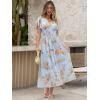 image:imageANRABESS Womens Summer Floral Maxi Dress Casual V Neck Short Sleeve Chiffon Boho Flowy Beach 2026 Wedding Guest Long DressesOrange Floral Print