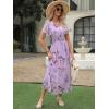 image:imageANRABESS Womens Summer Floral Maxi Dress Casual V Neck Short Sleeve Chiffon Boho Flowy Beach 2026 Wedding Guest Long DressesPurple Flor