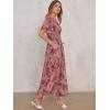 image:imageANRABESS Womens Summer Floral Maxi Dress Casual V Neck Short Sleeve Chiffon Boho Flowy Beach 2026 Wedding Guest Long DressesRose Red Flor