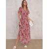 image:imageANRABESS Womens Summer Floral Maxi Dress Casual V Neck Short Sleeve Chiffon Boho Flowy Beach 2026 Wedding Guest Long DressesRose Red Flor
