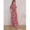 image:imageANRABESS Womens Summer Floral Maxi Dress Casual V Neck Short Sleeve Chiffon Boho Flowy Beach 2026 Wedding Guest Long DressesRose Red Flor