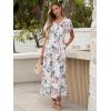 image:imageANRABESS Womens Summer Floral Maxi Dress Casual V Neck Short Sleeve Chiffon Boho Flowy Beach 2026 Wedding Guest Long DressesWhite Flor