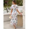 image:imageANRABESS Womens Summer Floral Maxi Dress Casual V Neck Short Sleeve Chiffon Boho Flowy Beach 2026 Wedding Guest Long DressesWhite Flor