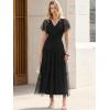 image:imageANRABESS Womens Summer Floral Maxi Dress Short Sleeve Flowy Tulle Wedding Guest Beach Vacation 2026 Spring Party Long DressesBlack