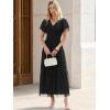 image:imageANRABESS Womens Summer Floral Maxi Dress Short Sleeve Flowy Tulle Wedding Guest Beach Vacation 2026 Spring Party Long DressesBlack